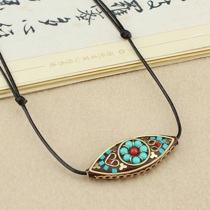 Collar de Protección con Turquesa Marquise del Tíbet Tibet Turquoise Marquise Protection Necklace
