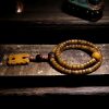 Pulseira de Equilíbrio de Osso de Iaque e Âmbar Mala Tibetana 108 Contas Tibetan 108 Mala Yak Bone Amber Balance Bracelet