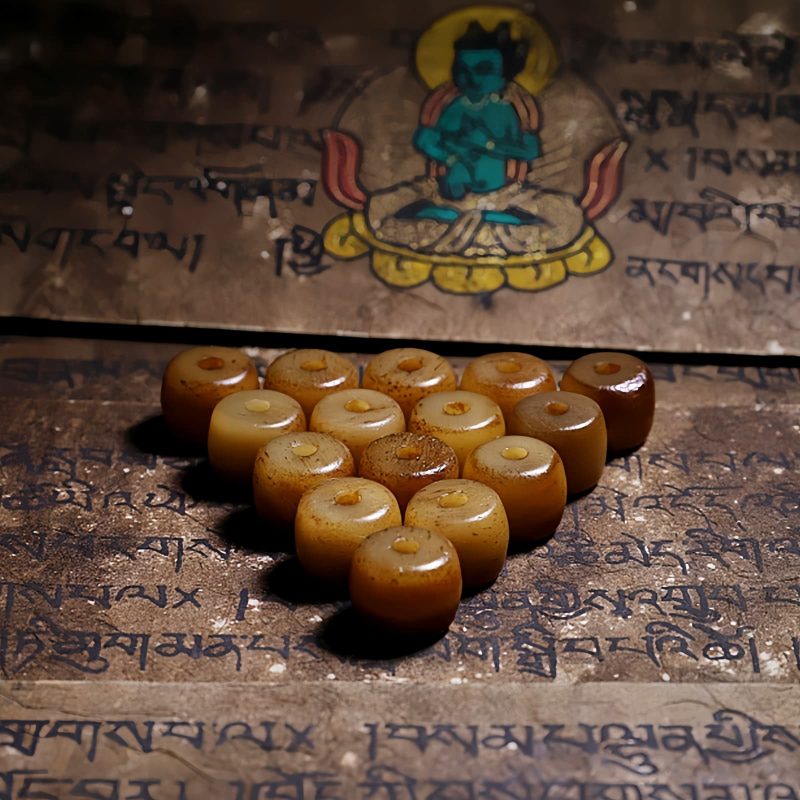 Pulseira de Equilíbrio de Osso de Iaque e Âmbar Mala Tibetana 108 Contas Tibetan 108 Mala Yak Bone Amber Balance Bracelet