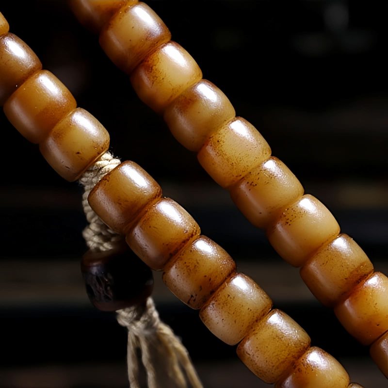 Pulseira de Equilíbrio de Osso de Iaque e Âmbar Mala Tibetana 108 Contas Tibetan 108 Mala Yak Bone Amber Balance Bracelet