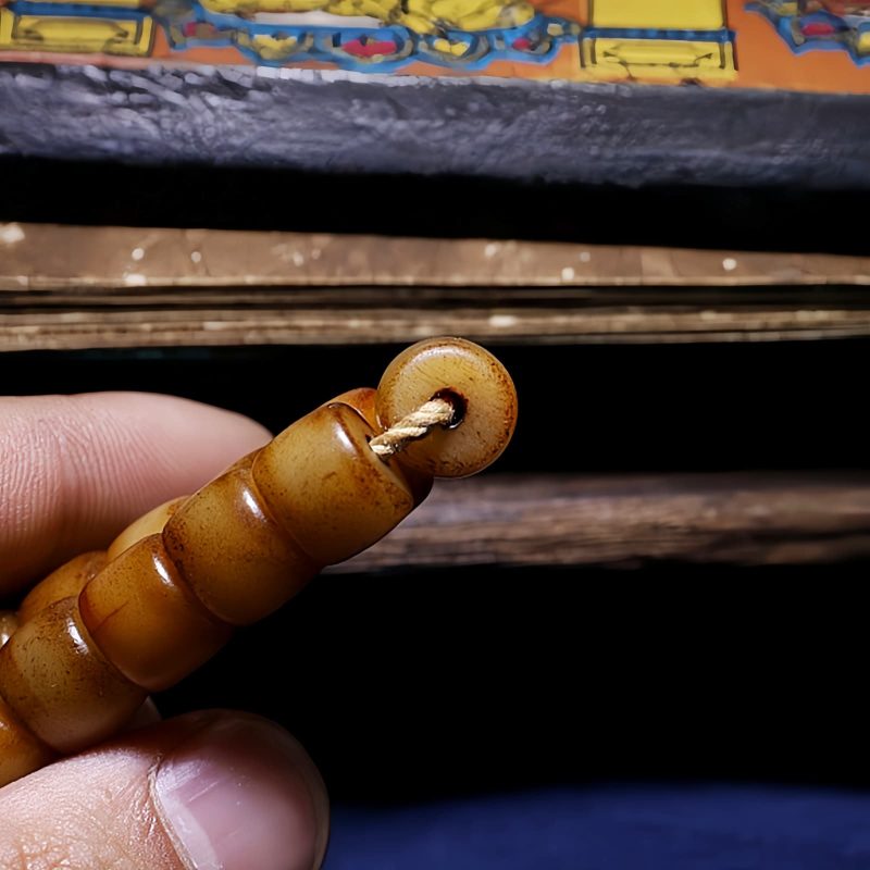 Pulseira de Equilíbrio de Osso de Iaque e Âmbar Mala Tibetana 108 Contas Tibetan 108 Mala Yak Bone Amber Balance Bracelet