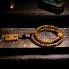 Pulseira de Equilíbrio de Osso de Iaque e Âmbar Mala Tibetana 108 Contas Tibetan 108 Mala Yak Bone Amber Balance Bracelet