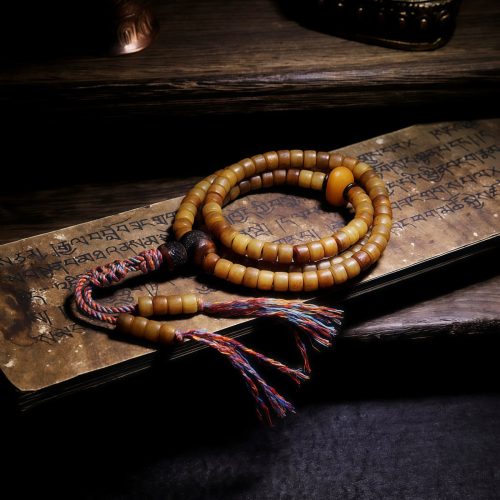 Pulsera Tibetana Mala de 108 Cuentas de Hueso de Yak y Ámbar Pulsera Tibetana Mala de 108 Cuentas de Hueso de Yak y Ámbar