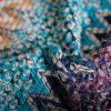 Selendang Poni Bergelombang Tibet Biru Beige Tibetan Blue Beige Wavy Tassel Shawl