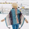 Selendang Poni Bergelombang Tibet Biru Beige Tibetan Blue Beige Wavy Tassel Shawl