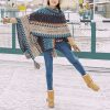 Selendang Poni Bergelombang Tibet Biru Beige Tibetan Blue Beige Wavy Tassel Shawl