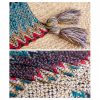 Selendang Poni Bergelombang Tibet Biru Beige Tibetan Blue Beige Wavy Tassel Shawl