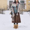 Selendang Poni Bergelombang Tibet Biru Beige Tibetan Blue Beige Wavy Tassel Shawl