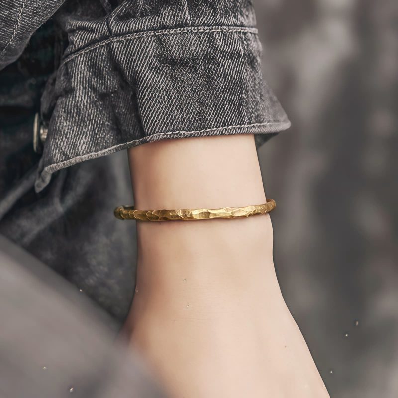 Gelang Copper Tiga Bump Tekstur dan Keberuntungan Tibet Tibetan Bump Texture Copper Luck Cuff Bracelet