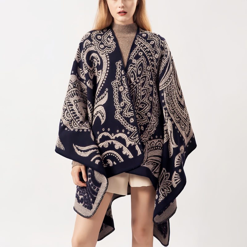 Xale Artesanal Flor de Castanha Tibetana Tibetan Cashew Flower Handcrafted Shawl