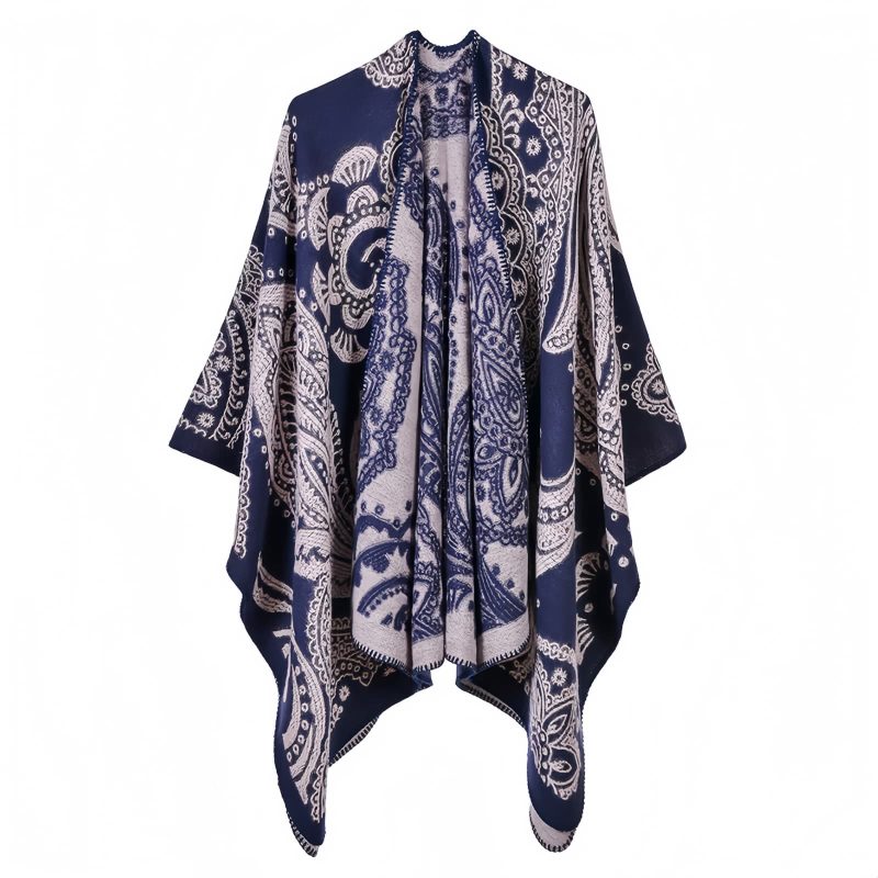 Xale Artesanal Flor de Castanha Tibetana Tibetan Cashew Flower Handcrafted Shawl