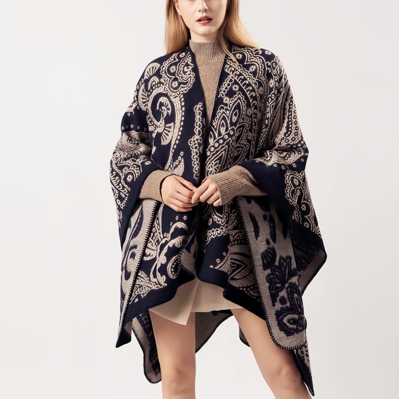 Xale Artesanal Flor de Castanha Tibetana Tibetan Cashew Flower Handcrafted Shawl