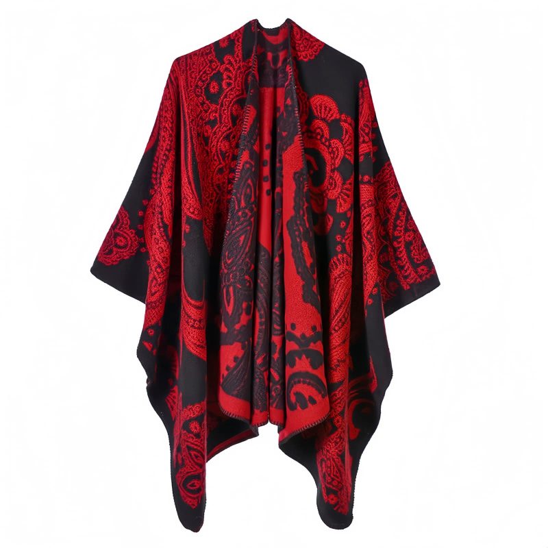 Xale Artesanal Flor de Castanha Tibetana Tibetan Cashew Flower Handcrafted Shawl