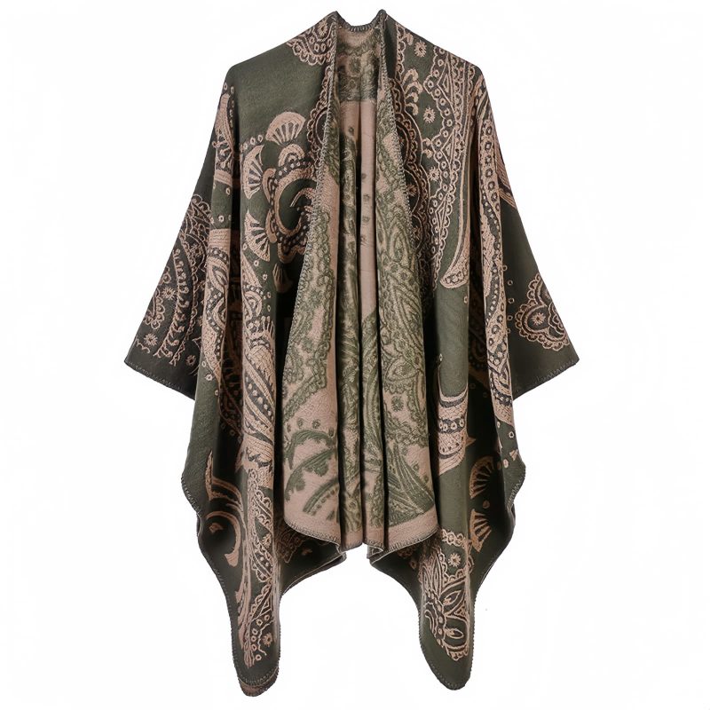Xale Artesanal Flor de Castanha Tibetana Tibetan Cashew Flower Handcrafted Shawl