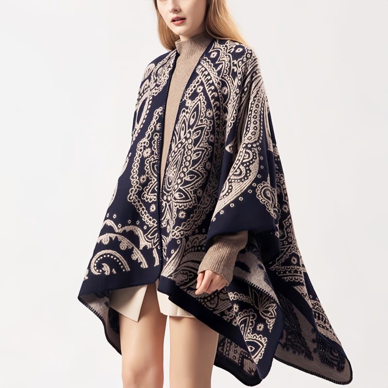 Xale Artesanal Flor de Castanha Tibetana Tibetan Cashew Flower Handcrafted Shawl