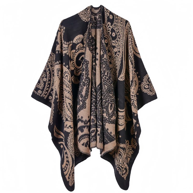 Xale Artesanal Flor de Castanha Tibetana Tibetan Cashew Flower Handcrafted Shawl