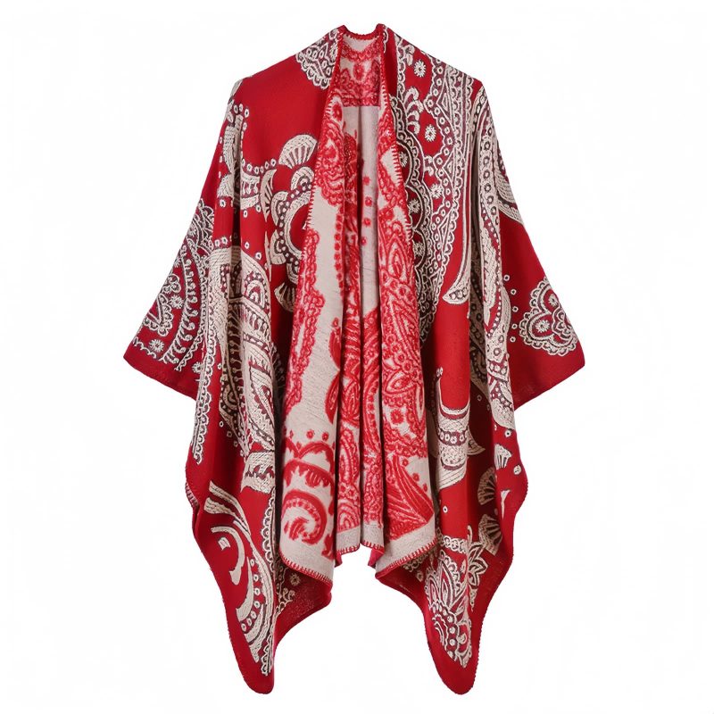Xale Artesanal Flor de Castanha Tibetana Tibetan Cashew Flower Handcrafted Shawl
