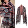 Xale Tibetano com Borlas e Flor de Caju Tibetan Cashew Flower Tassel Shawl
