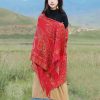 Xale Tibetano com Borlas e Flor de Caju Tibetan Cashew Flower Tassel Shawl