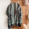 Xale Tibetano com Borlas e Flor de Caju Tibetan Cashew Flower Tassel Shawl