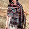 Xale Tibetano com Borlas e Flor de Caju Tibetan Cashew Flower Tassel Shawl