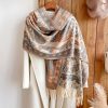 Xale Tibetano com Borlas e Flor de Caju Tibetan Cashew Flower Tassel Shawl