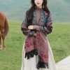 Xale Tibetano com Borlas e Flor de Caju Tibetan Cashew Flower Tassel Shawl