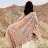 Xale Tibetano com Borlas e Flor de Caju Tibetan Cashew Flower Tassel Shawl