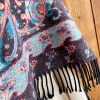Xale Tibetano com Borlas e Flor de Caju Tibetan Cashew Flower Tassel Shawl