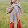 Chal envolvente con estampado de flores de anacardo tibetano Tibetan Cashew Flowers Shawl Wrap