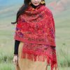 Chal envolvente con estampado de flores de anacardo tibetano Tibetan Cashew Flowers Shawl Wrap