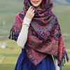 Chal envolvente con estampado de flores de anacardo tibetano Tibetan Cashew Flowers Shawl Wrap