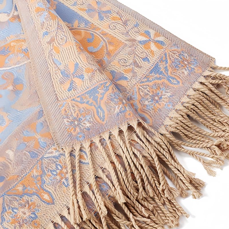 Chal envolvente con estampado de flores de anacardo tibetano Tibetan Cashew Flowers Shawl Wrap