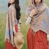 Chal envolvente con estampado de flores de anacardo tibetano Tibetan Cashew Flowers Shawl Wrap