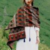 Chale Tibetano con Patrón Geométrico Clásico Tibetan Classic Geometry Pattern Shawl