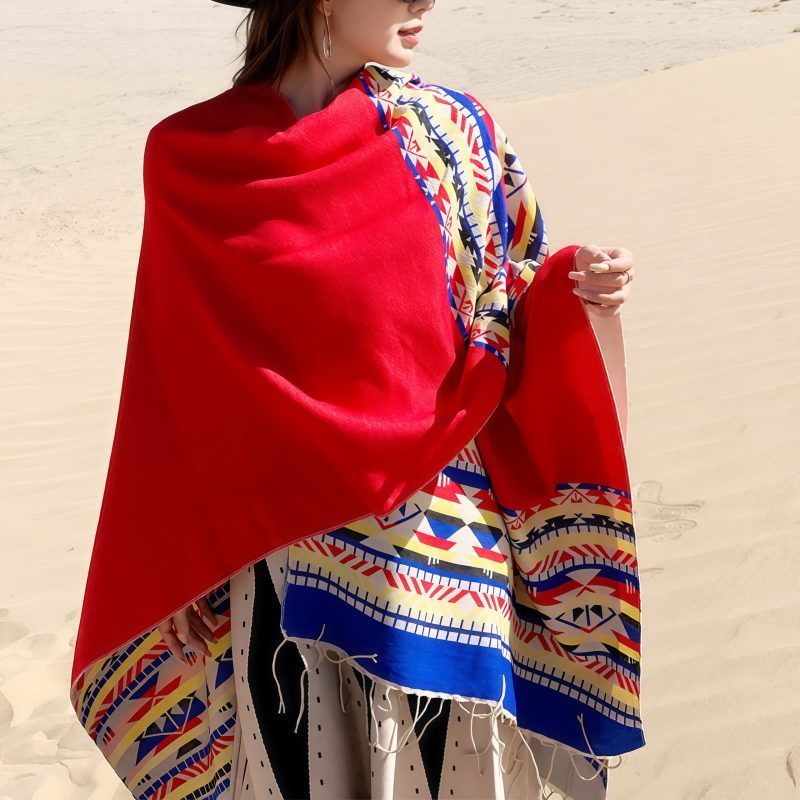 Chale Tibetano con Geometría Colorida Tibetan Colorful Geometry Shawl