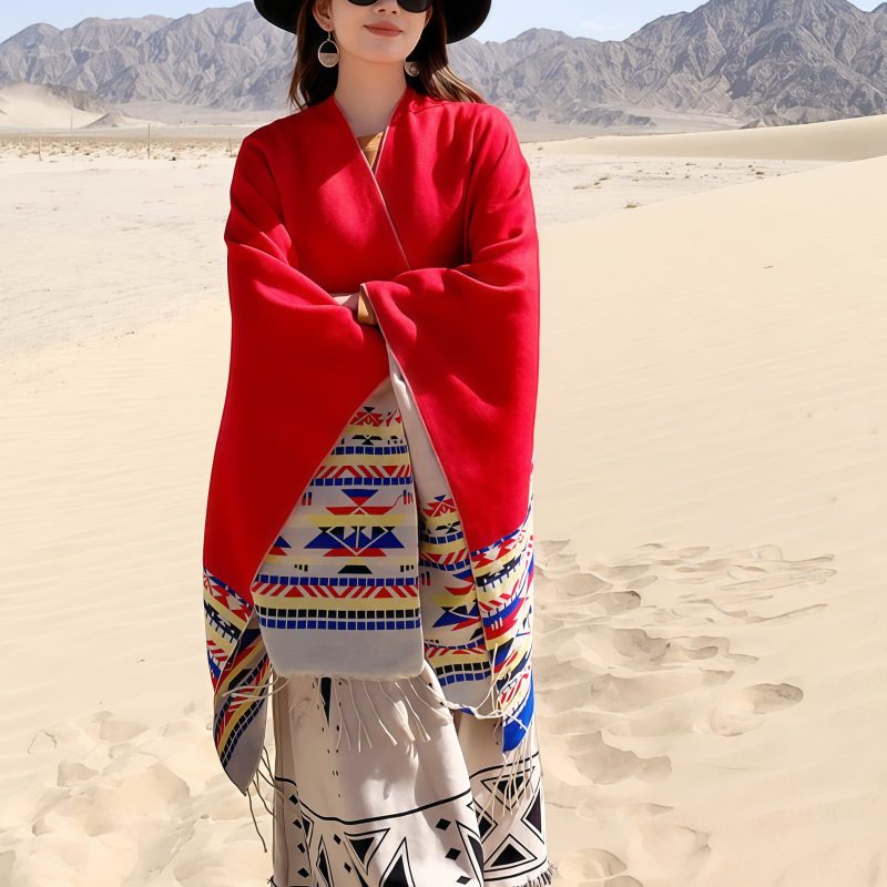 Chale Tibetano con Geometría Colorida Tibetan Colorful Geometry Shawl