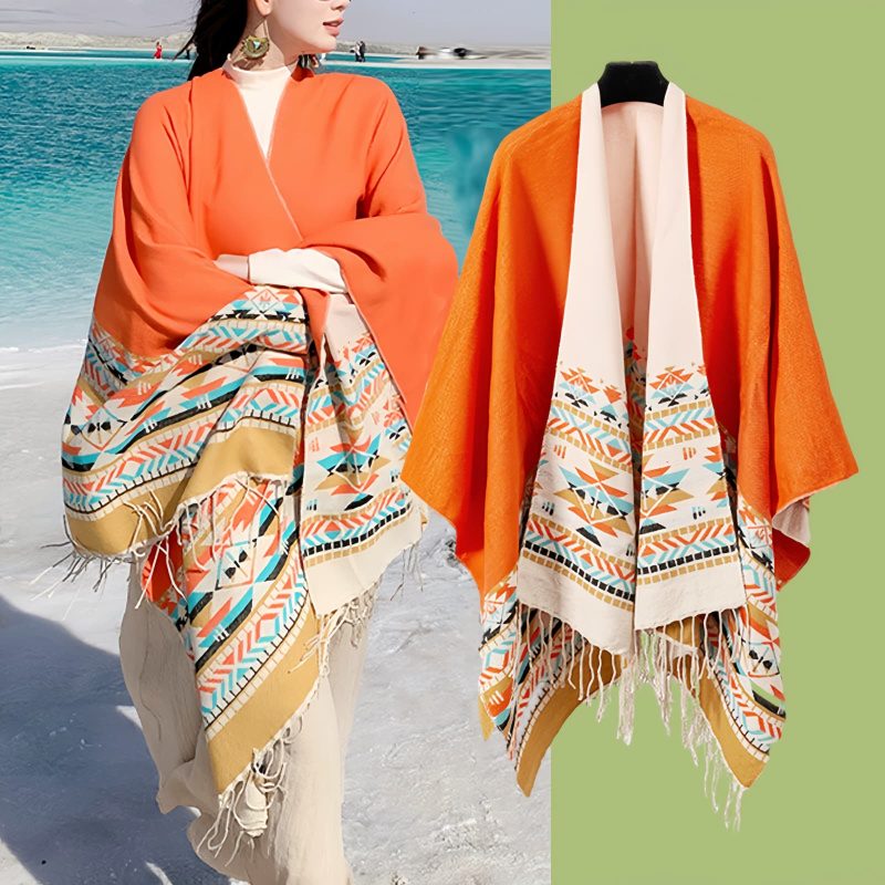 Chale Tibetano con Geometría Colorida Tibetan Colorful Geometry Shawl