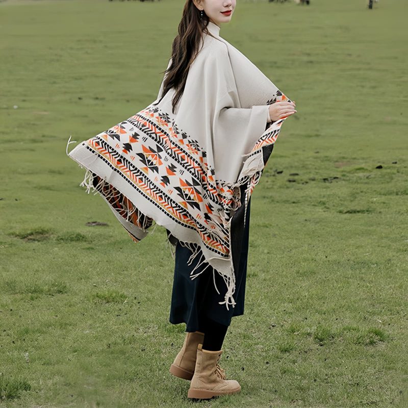 Chale Tibetano con Geometría Colorida Tibetan Colorful Geometry Shawl