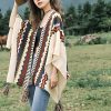 Chale Tibetano con Franjas de Colores y Borlas Tibetan Colorful Striped Tassel Shawl