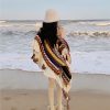 Chale Tibetano con Franjas de Colores y Borlas Tibetan Colorful Striped Tassel Shawl