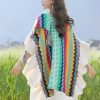 Chale Tibetano con Franjas de Colores y Borlas Tibetan Colorful Striped Tassel Shawl