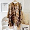 Chale Tibetano de Rayas Onduladas y Colores Vibrantes Tibetan Colorful Wavy Striped Shawl