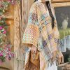 Chale Tibetano de Rayas Onduladas y Colores Vibrantes Tibetan Colorful Wavy Striped Shawl