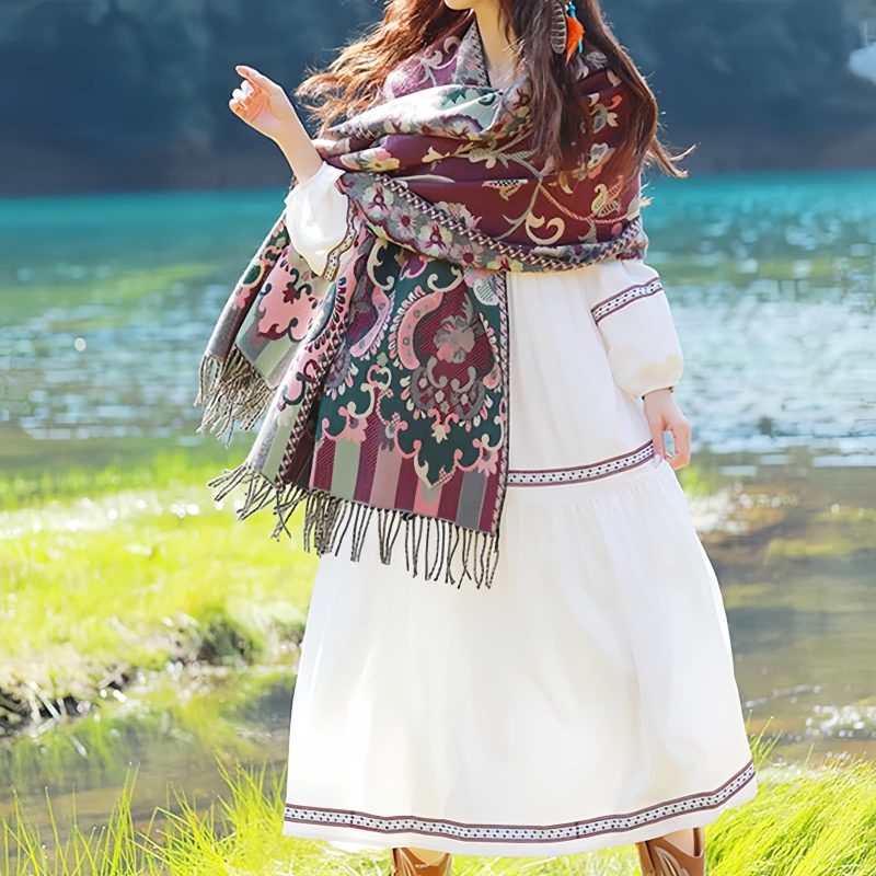 Bufanda Envolvente de Diseño Tibetano Tibetan Design Travel Wrap Scarf