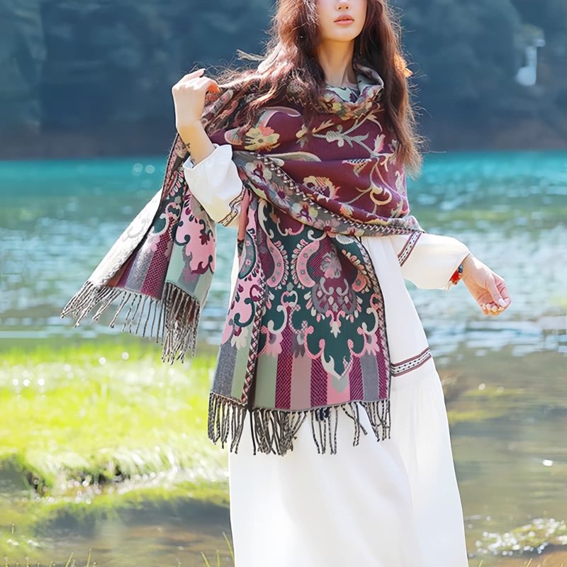 Bufanda Envolvente de Diseño Tibetano Tibetan Design Travel Wrap Scarf