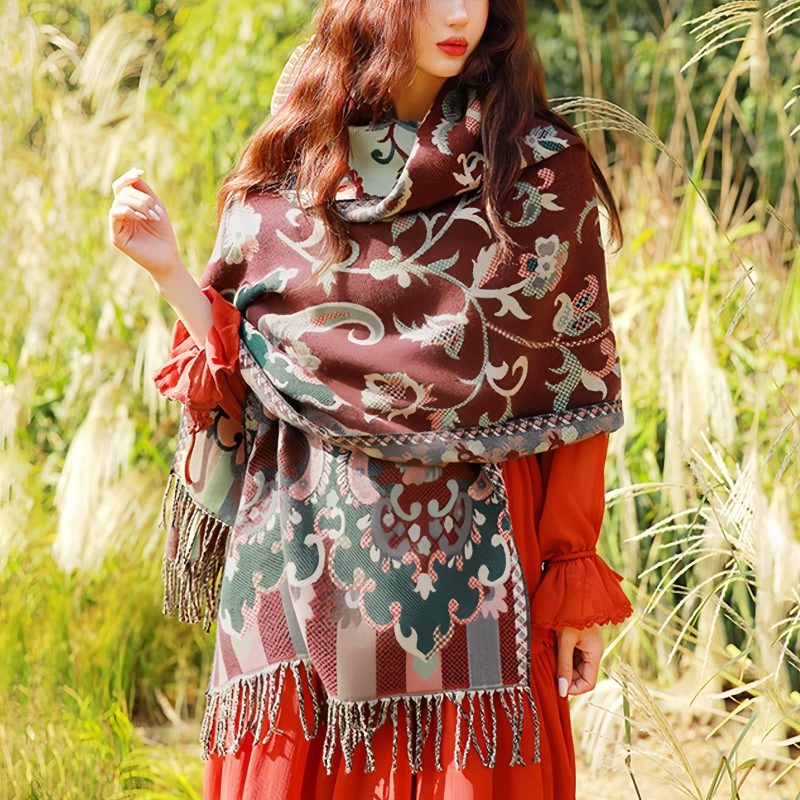Bufanda Envolvente de Diseño Tibetano Tibetan Design Travel Wrap Scarf