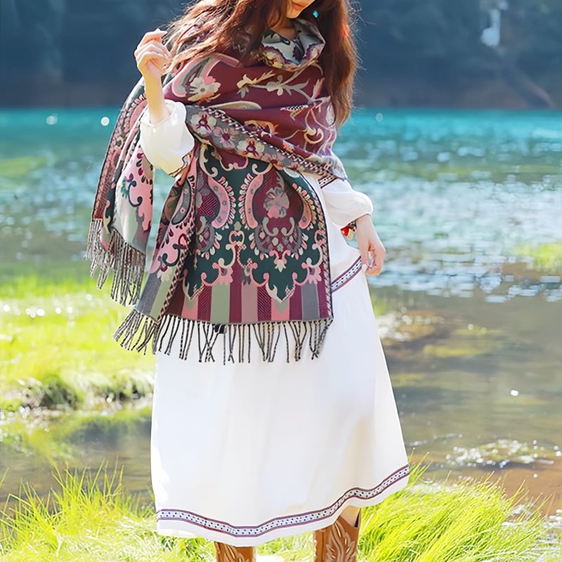 Bufanda Envolvente de Diseño Tibetano Tibetan Design Travel Wrap Scarf