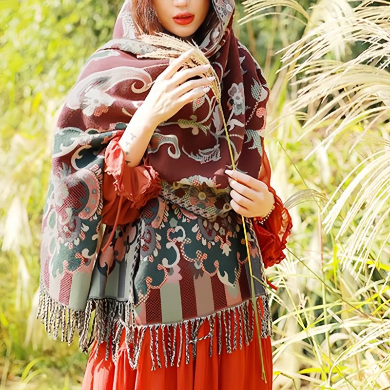 Bufanda Envolvente de Diseño Tibetano Tibetan Design Travel Wrap Scarf