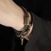 سوار يد من خشب الأبنوس التبتي والنحاس متعدد الطبقات للشفاء Tibetan Ebony Wood Beads Copper Multilayered Healing Bracelet